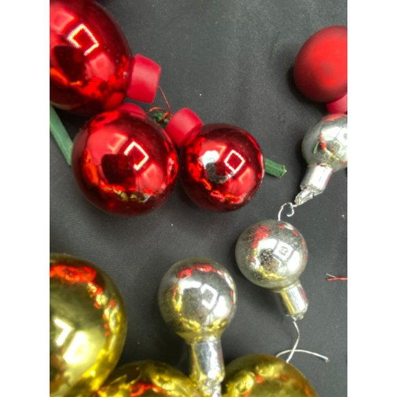 Vintage Mercury Glass Christmas Balls Bunches Floral Picks Red, Gold, Silver - Picture 9 of 9